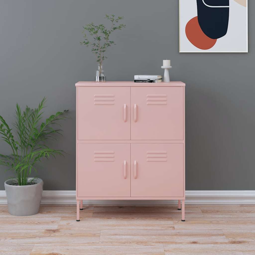 vidaXL Storage Cabinet Pink 80x35x101.5 cm Steel 1