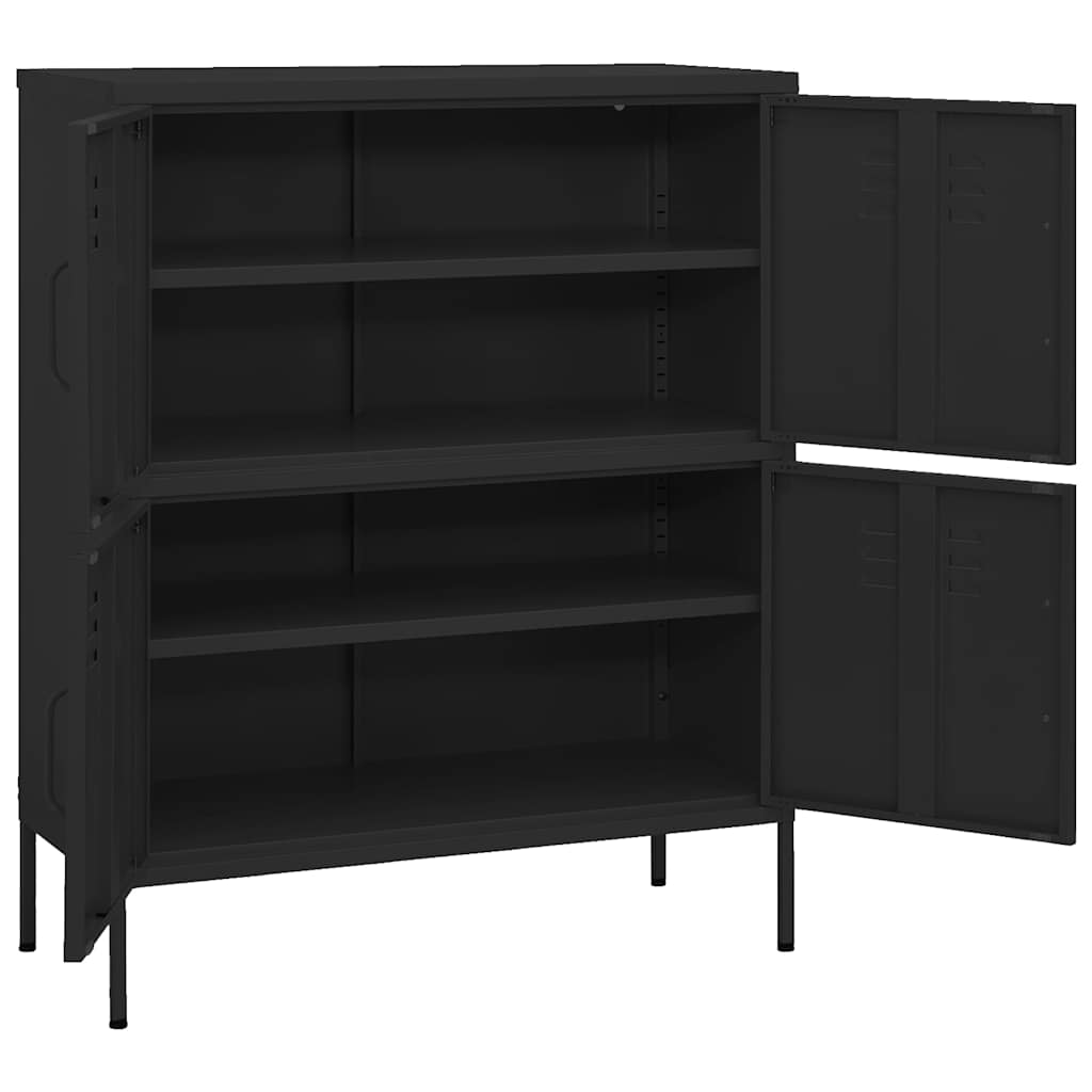 vidaXL Storage Cabinet Black 80x35x101.5 cm Steel 6
