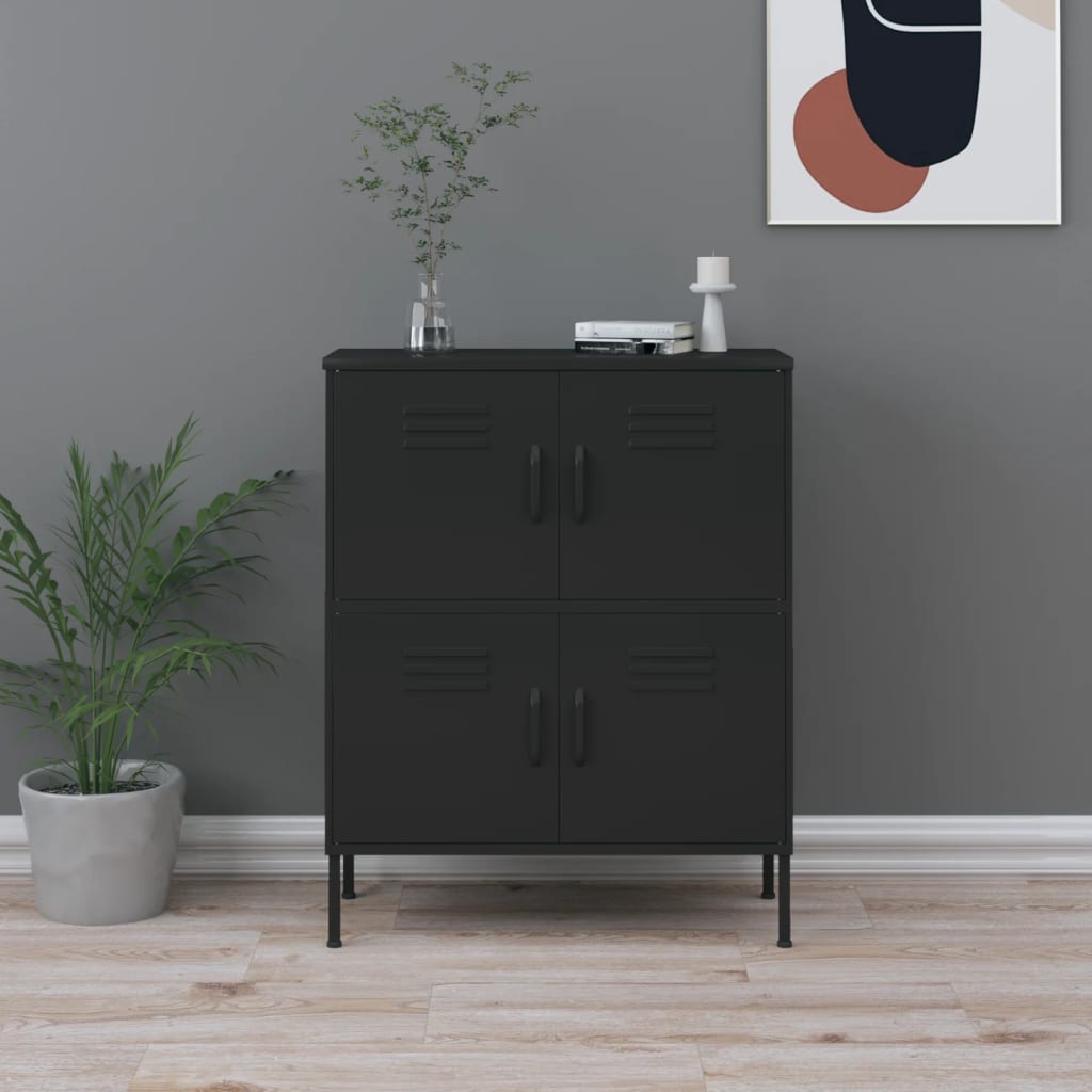 vidaXL Storage Cabinet Black 80x35x101.5 cm Steel 1