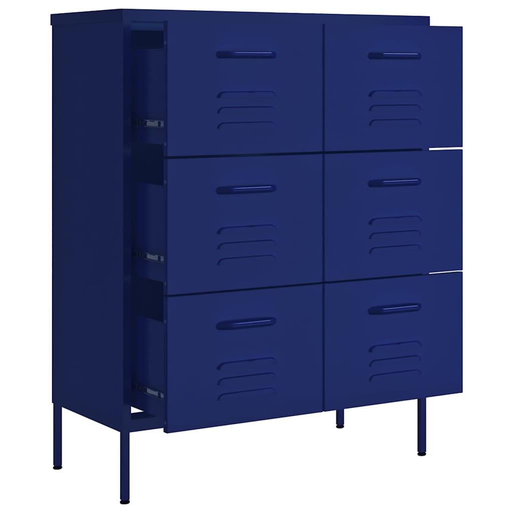 vidaXL Drawer Cabinet Navy Blue 80x35x101.5 cm Steel 6