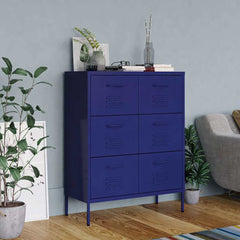 vidaXL Drawer Cabinet Navy Blue 80x35x101.5 cm Steel 1