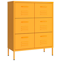 vidaXL Drawer Cabinet Mustard Yellow 80x35x101.5 cm Steel 2