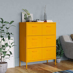 vidaXL Drawer Cabinet Mustard Yellow 80x35x101.5 cm Steel 1
