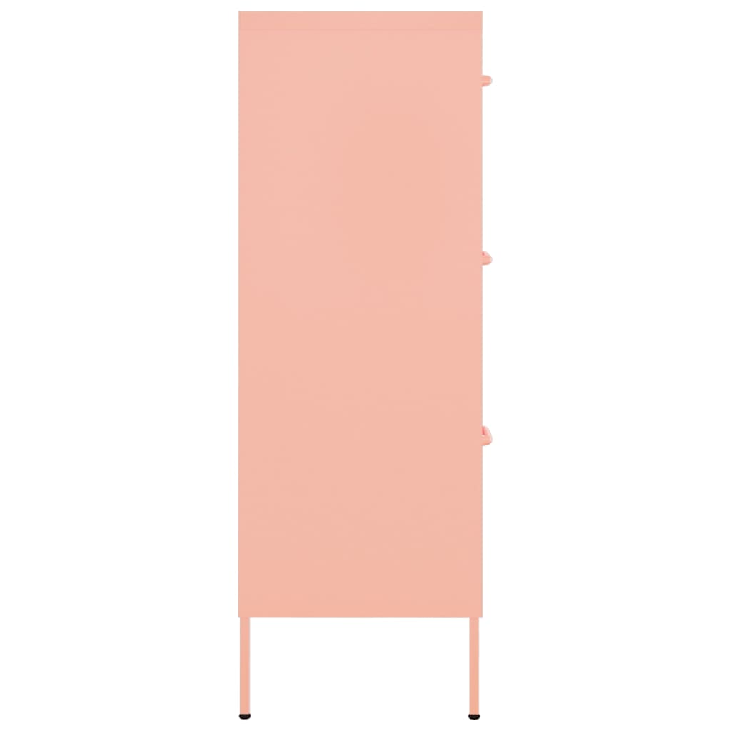vidaXL Drawer Cabinet Pink 80x35x101.5 cm Steel 4
