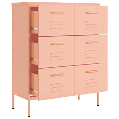 vidaXL Drawer Cabinet Pink 80x35x101.5 cm Steel 6