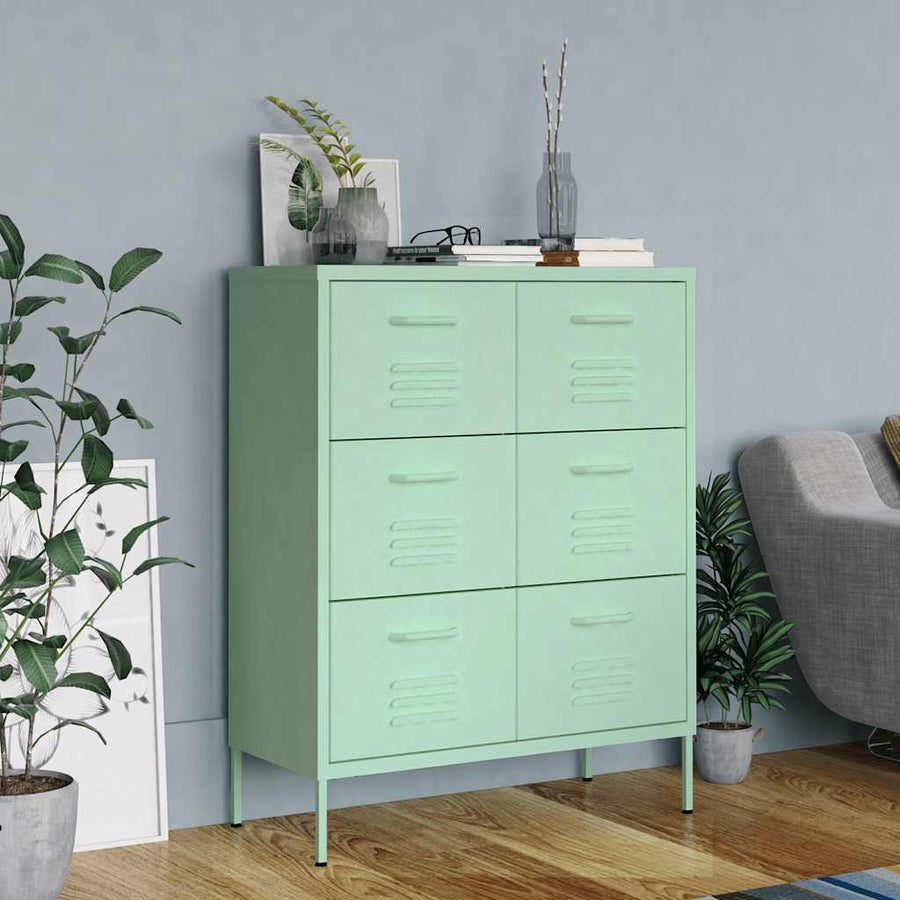 vidaXL Drawer Cabinet Mint 80x35x101.5 cm Steel 1