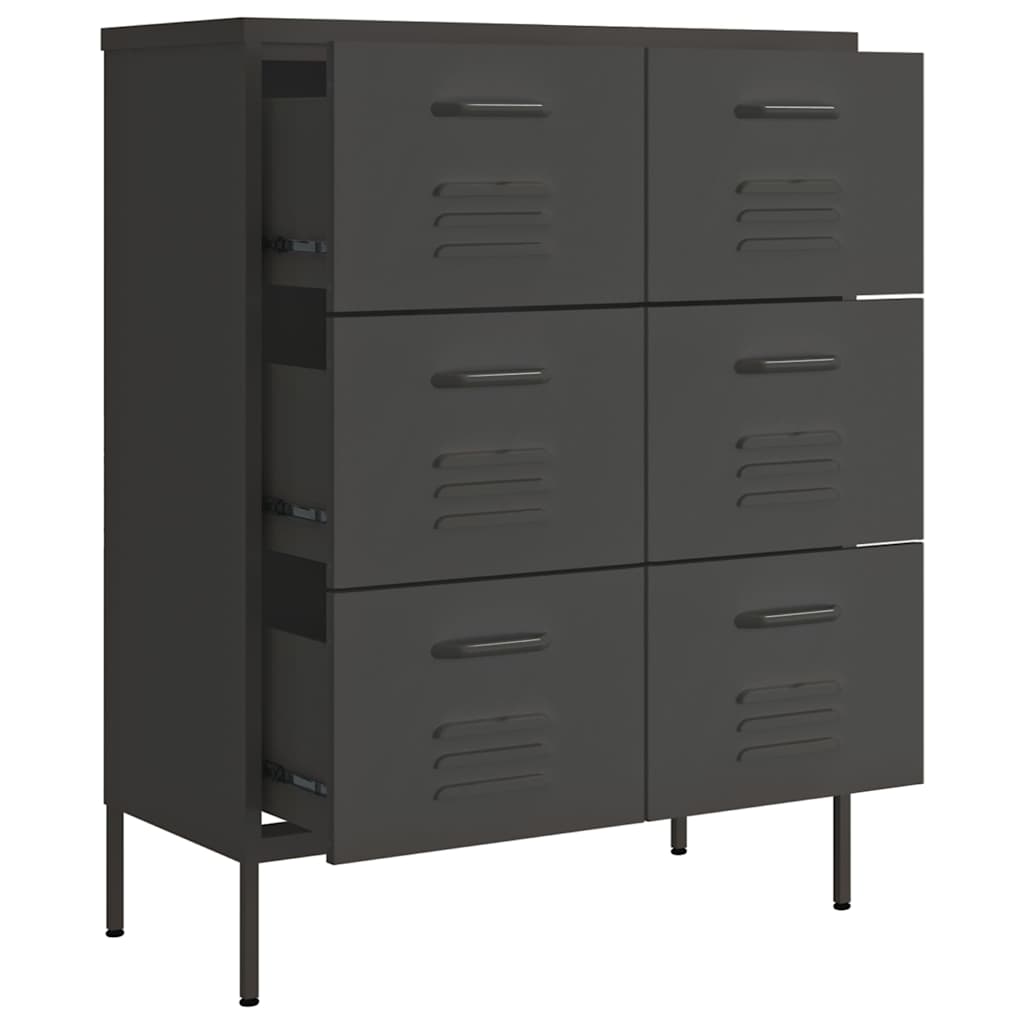 vidaXL Drawer Cabinet Anthracite 80x35x101.5 cm Steel 6