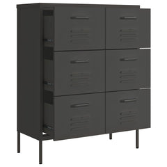 vidaXL Drawer Cabinet Anthracite 80x35x101.5 cm Steel 6