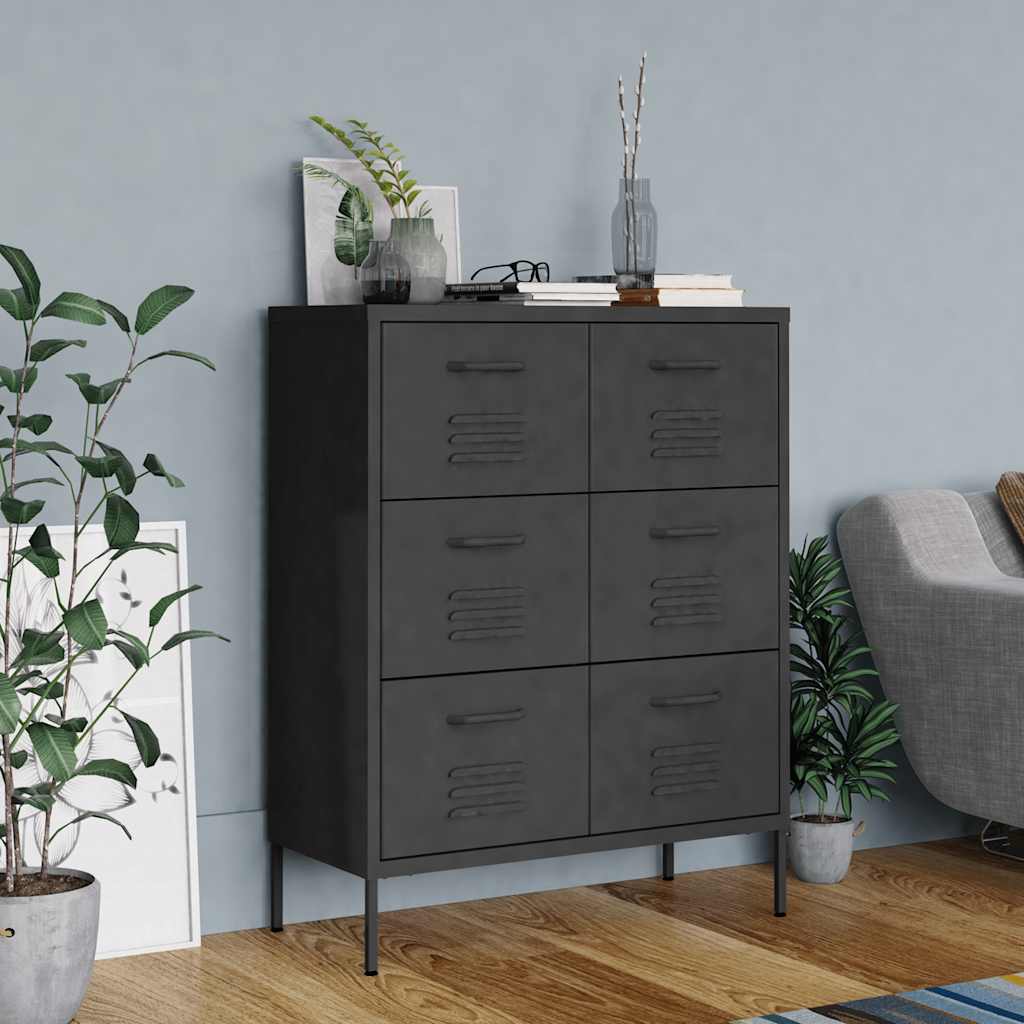 vidaXL Drawer Cabinet Anthracite 80x35x101.5 cm Steel 1