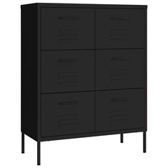 vidaXL Drawer Cabinet Black 80x35x101.5 cm Steel 2