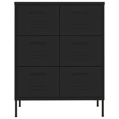 vidaXL Drawer Cabinet Black 80x35x101.5 cm Steel 3
