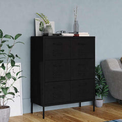 vidaXL Drawer Cabinet Black 80x35x101.5 cm Steel 1
