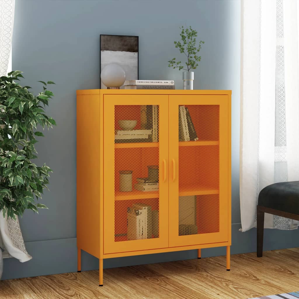vidaXL Storage Cabinet | Mustard Yellow | Steel | 80x35x101.5 cm 1