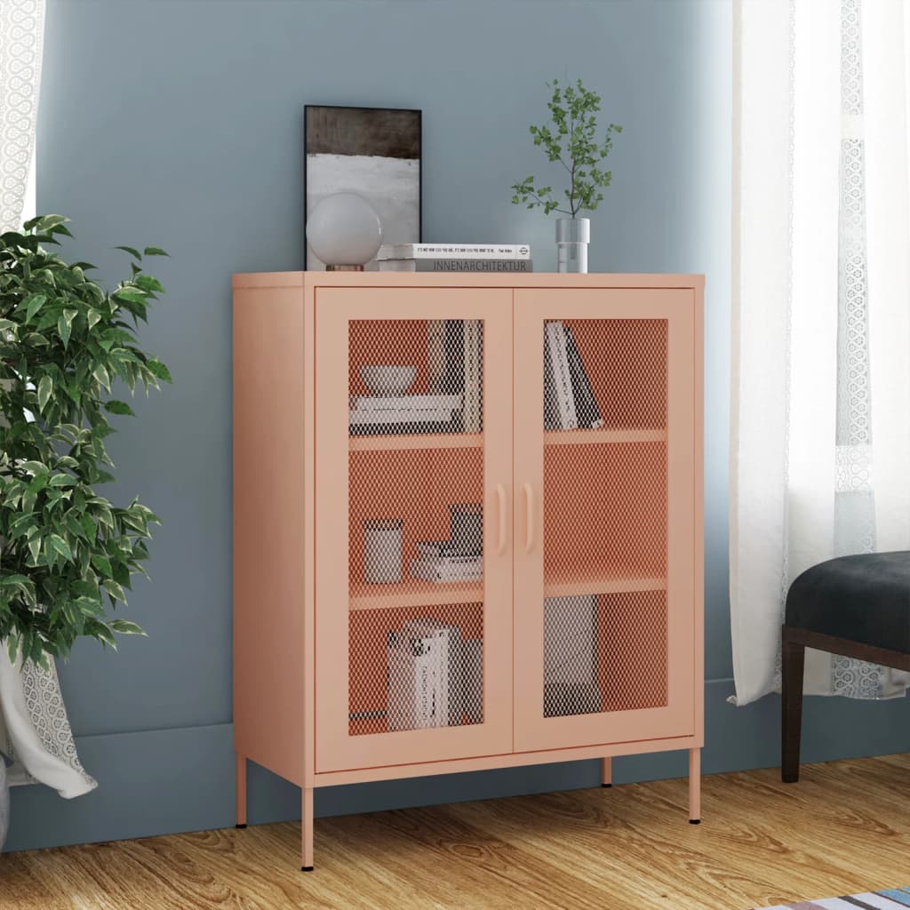 vidaXL Storage Cabinet Pink 80x35x101.5 cm Steel 1