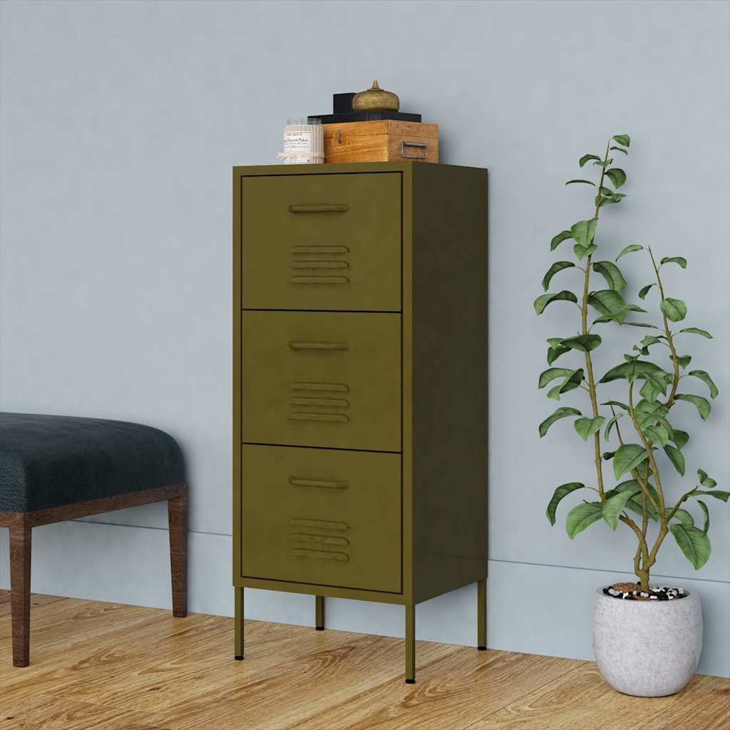 vidaXL Storage Cabinet Olive Green 42.5x35x101.5 cm Steel 1