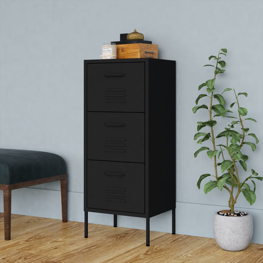 vidaXL Storage Cabinet Black 42.5x35x101.5 cm Steel 1