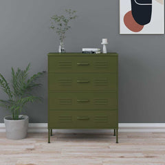 Chest of Drawers 80x35x101,5 cm Steel Olive green