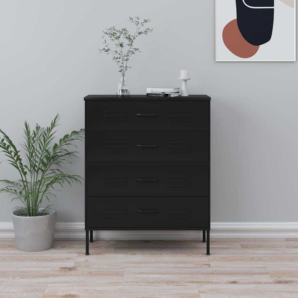 Chest of Drawers 80x35x101,5 cm Steel Black