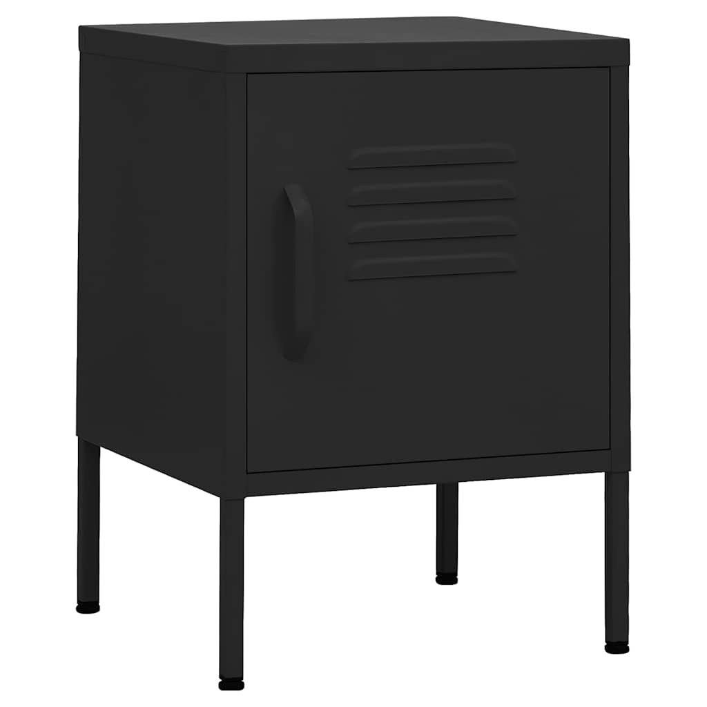 vidaXL Nightstand | Black | Steel | Compact | Nightstand | Square | Modern 2