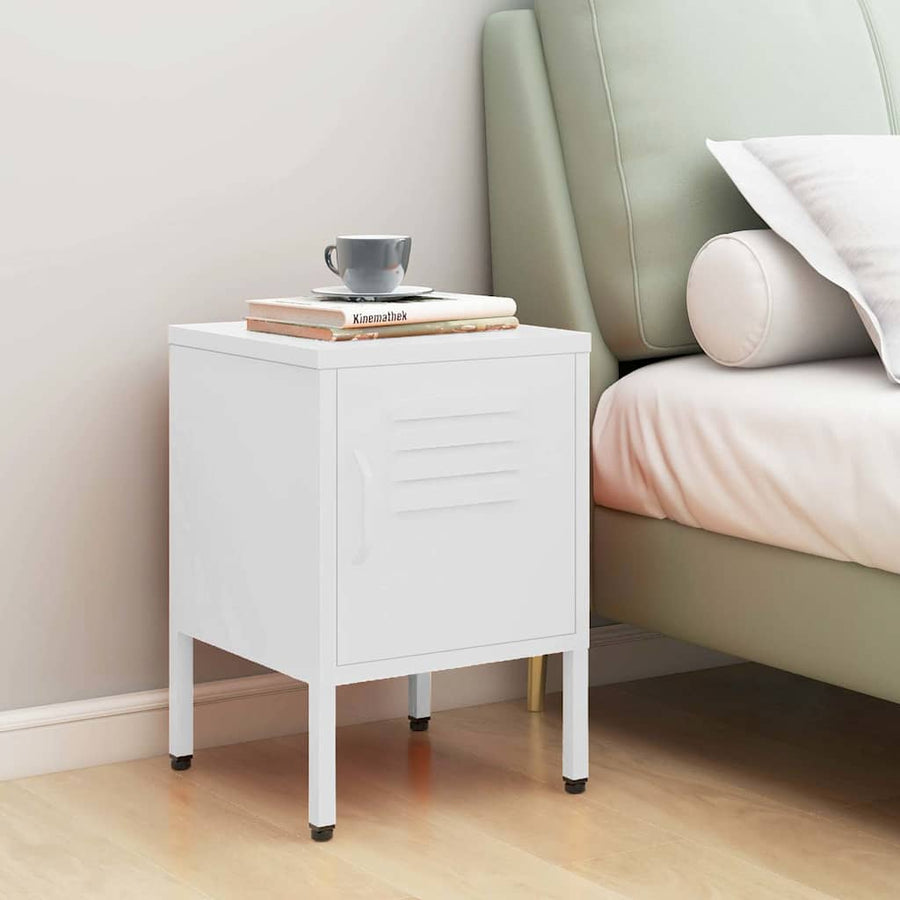 336215 vidaXL Nightstand White 35x35x51 cm Steel 1