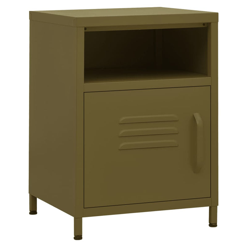 Nightstand Olive Green 35x35x51 cm Steel