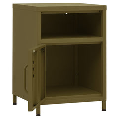 vidaXL Nightstand | Olive Green | Steel | Medium | Adjustable Feet | Nightstand 6