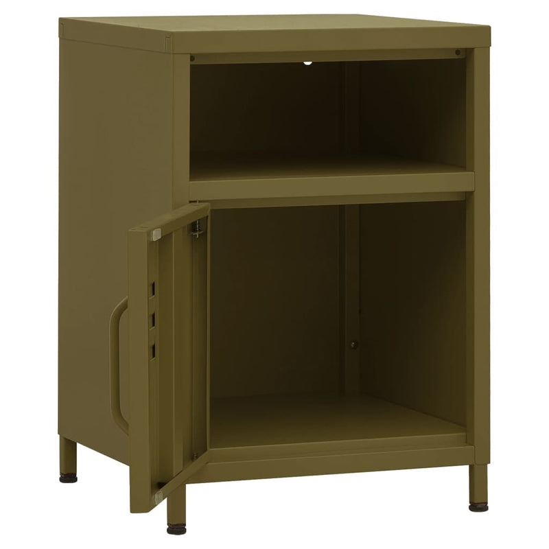 Nightstand Olive Green 35x35x51 cm Steel