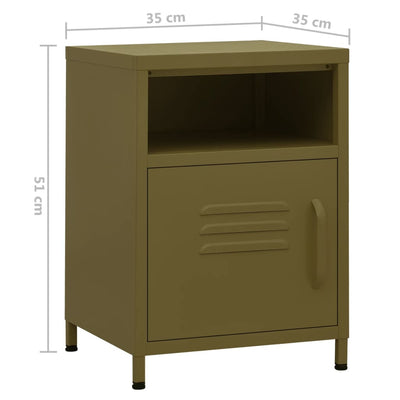 Nightstand Olive Green 35x35x51 cm Steel