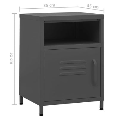 Nightstand Anthracite 35x35x51 cm Steel