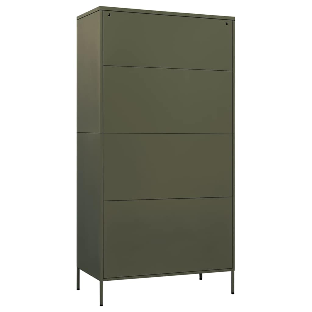 Wardrobe 90x50x180 cm Steel Olive green