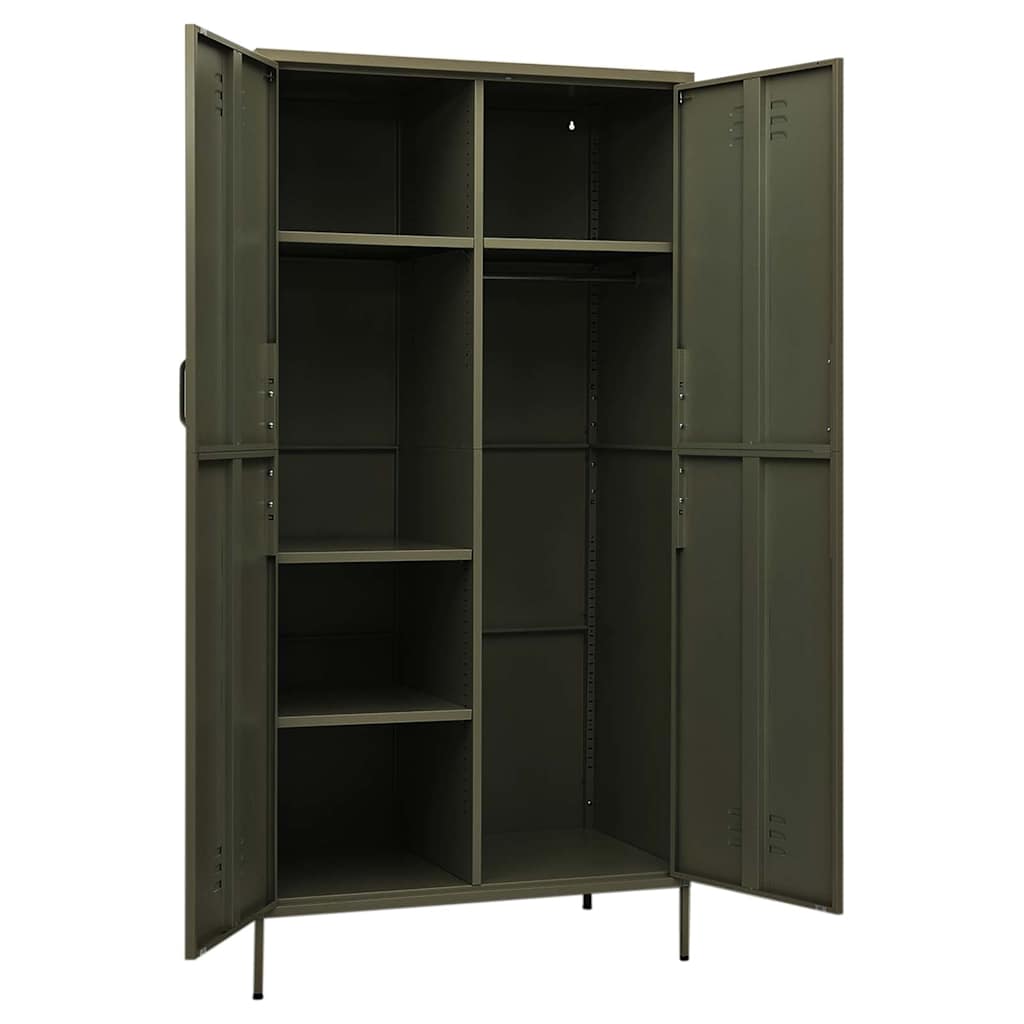 Wardrobe 90x50x180 cm Steel Olive green
