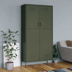 Wardrobe 90x50x180 cm Steel Olive green