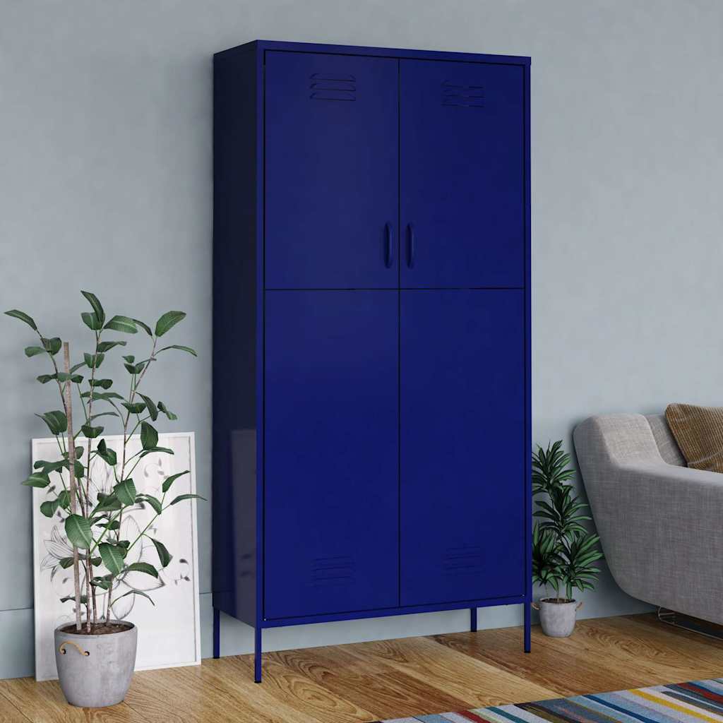 Wardrobe 90x50x180 cm Steel Navy blue