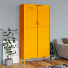 Wardrobe 90x50x180 cm Steel Mustard yellow
