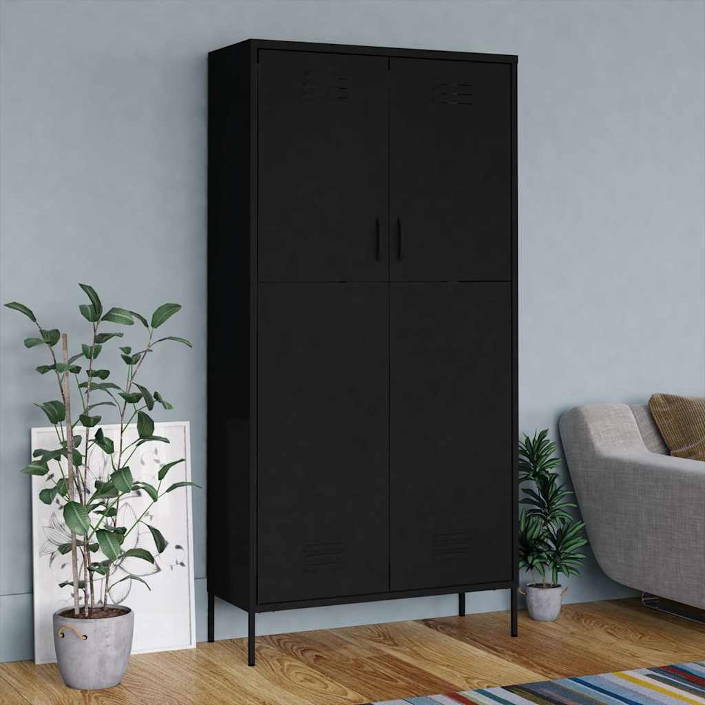 Wardrobe 90x50x180 cm Steel Black