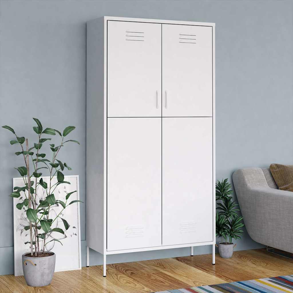 Wardrobe 90x50x180 cm Steel White