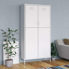 Wardrobe 90x50x180 cm Steel White
