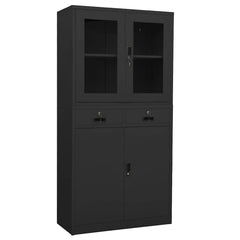 vidaXL Office Cabinet | Anthracite | Steel and tempered glass | Large 1