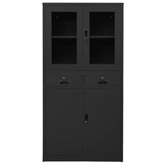 vidaXL Office Cabinet | Anthracite | Steel and tempered glass | Large 2