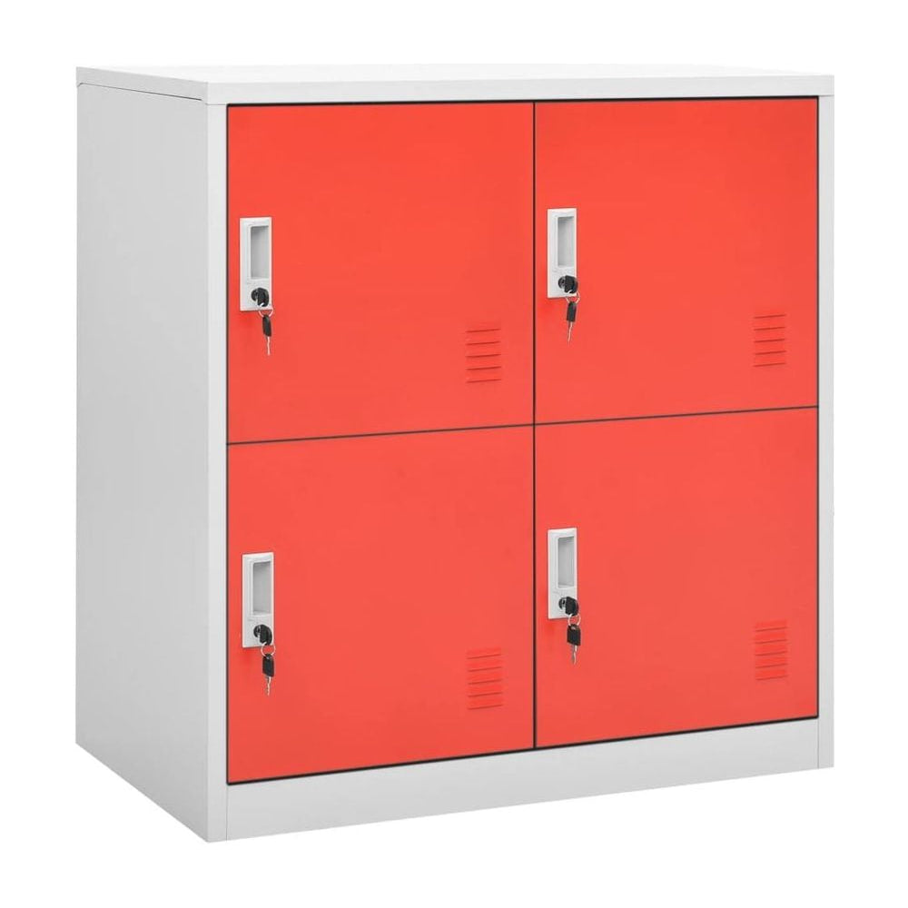 Locker Cabinet Light Grey and Red