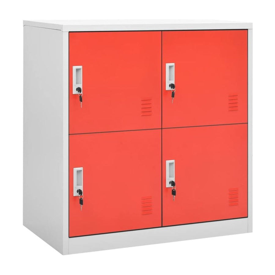Locker Cabinet Light Grey and Red