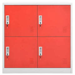 Locker Cabinets 90x45x92,5 cm Steel With 4 lockers Light grey and red 1
