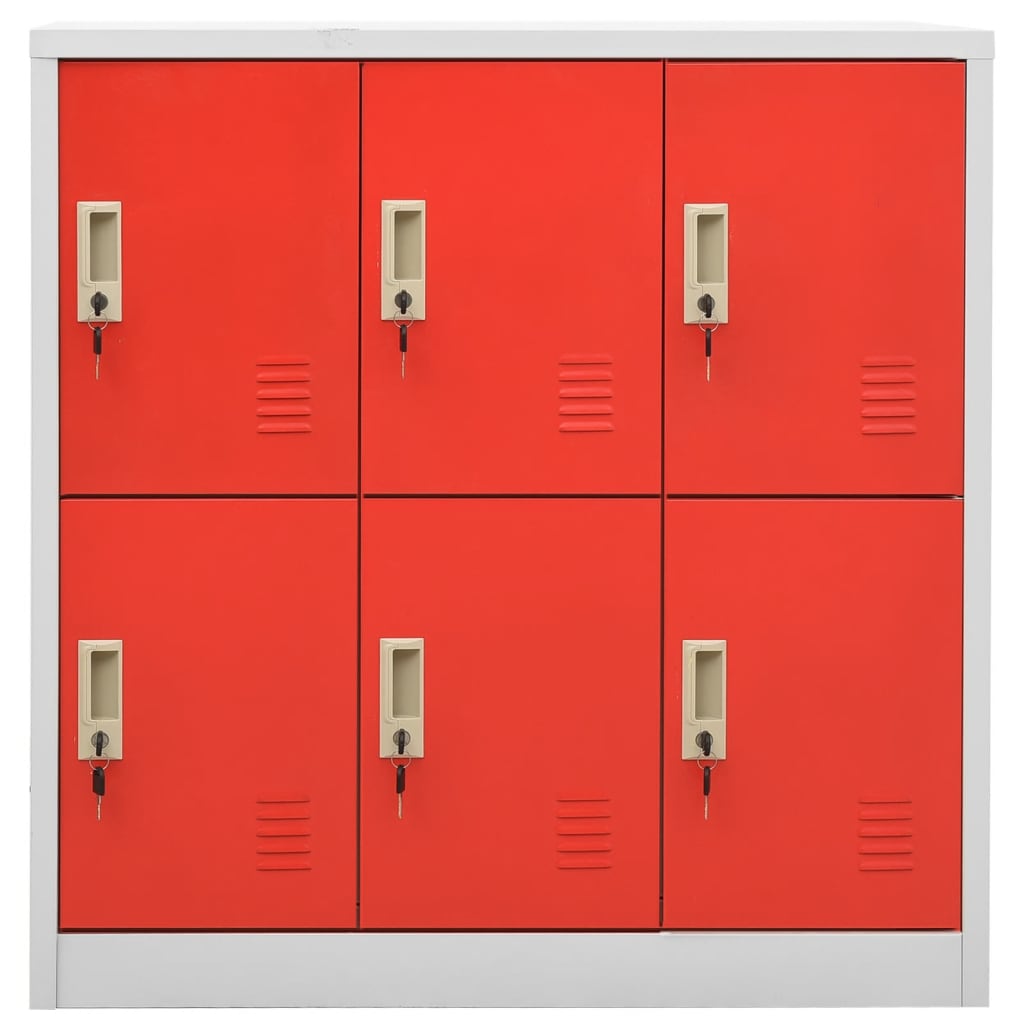 vidaXL Locker Cabinet | Light grey and red | Steel | Medium | Locker Cabinet 2