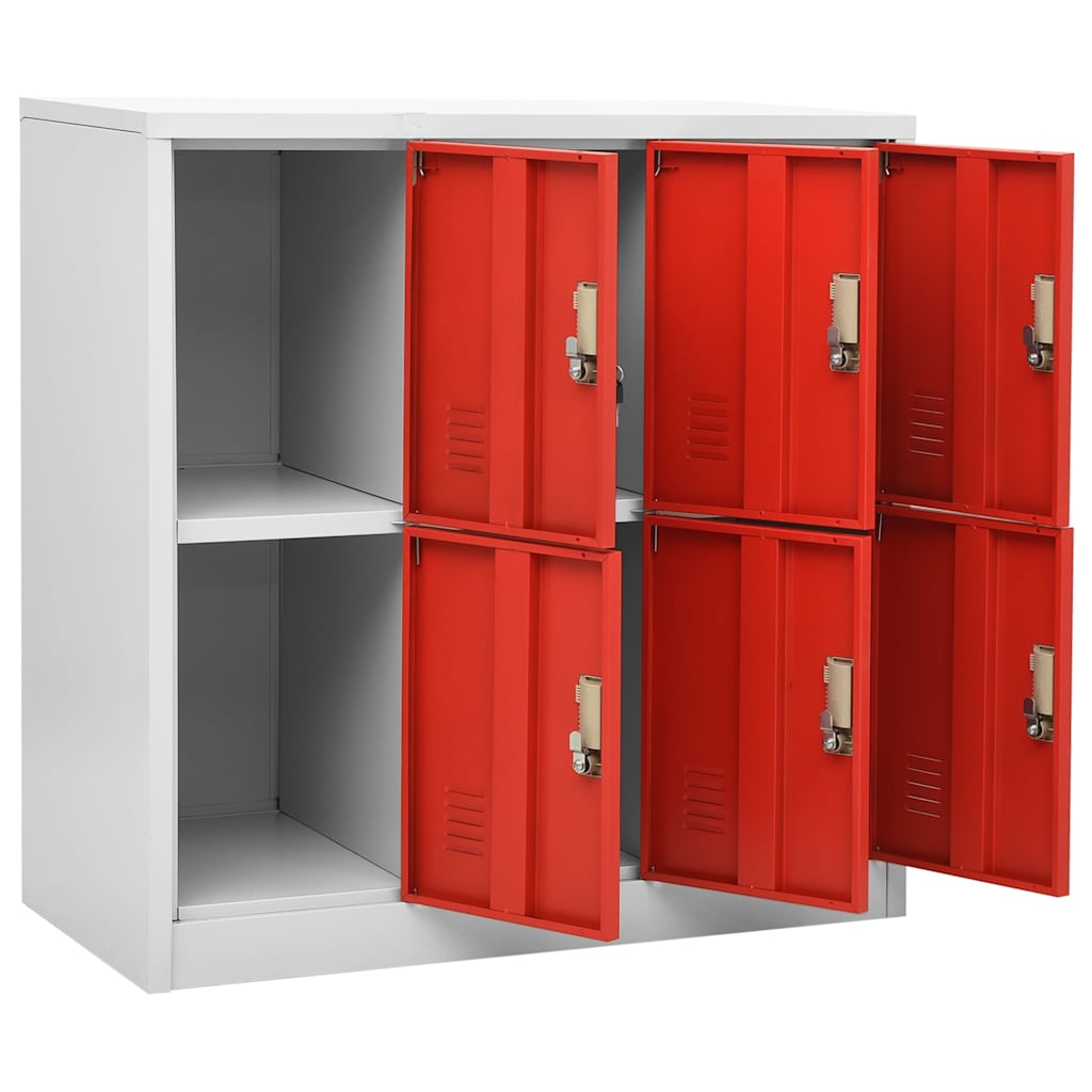 vidaXL Locker Cabinet | Light grey and red | Steel | Medium | Locker Cabinet 5