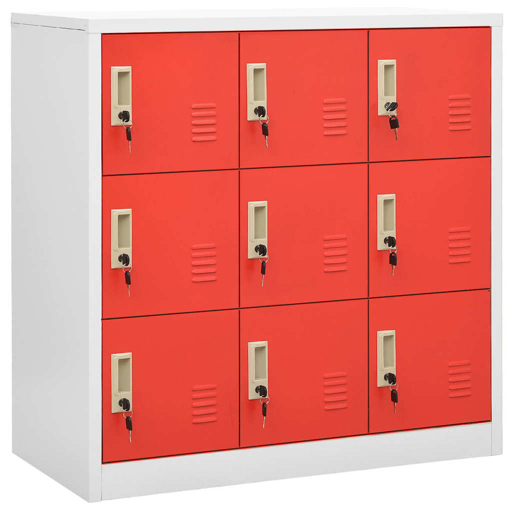 vidaXL Locker Cabinet Light Grey and Red 90x45x92.5 cm Steel 1
