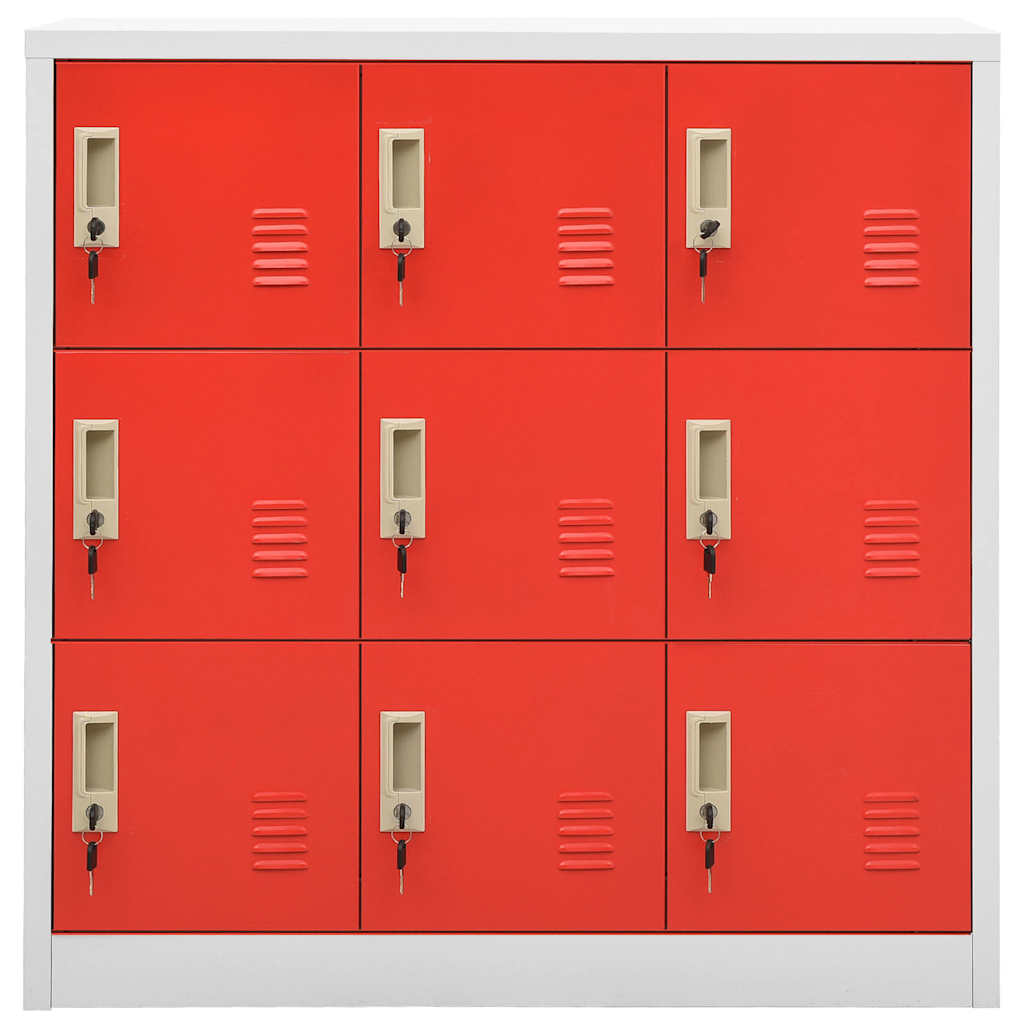 vidaXL Locker Cabinet Light Grey and Red 90x45x92.5 cm Steel 2