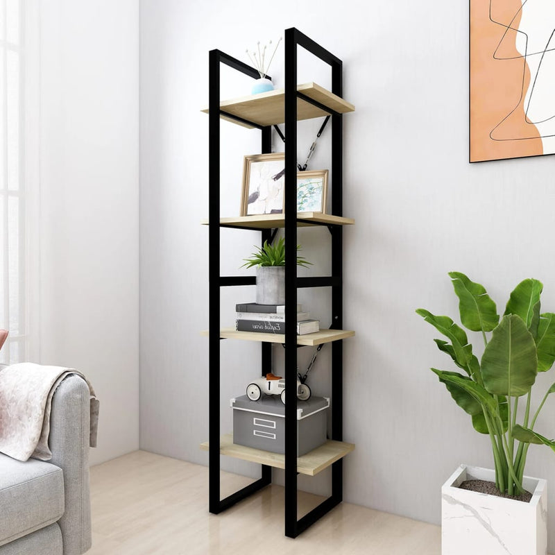 4-Tier Book Cabinet Sonoma Oak 40x30x140 cm Engineered Wood