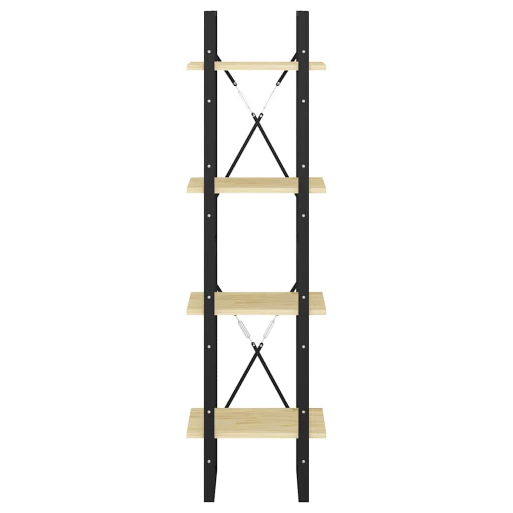 vidaXL Book Cabinet | Natural Wood, Black | Solid Pine Wood, Metal | 4-Tier 5