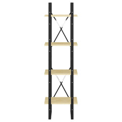 vidaXL Book Cabinet | Natural Wood, Black | Solid Pine Wood, Metal | 4-Tier 5
