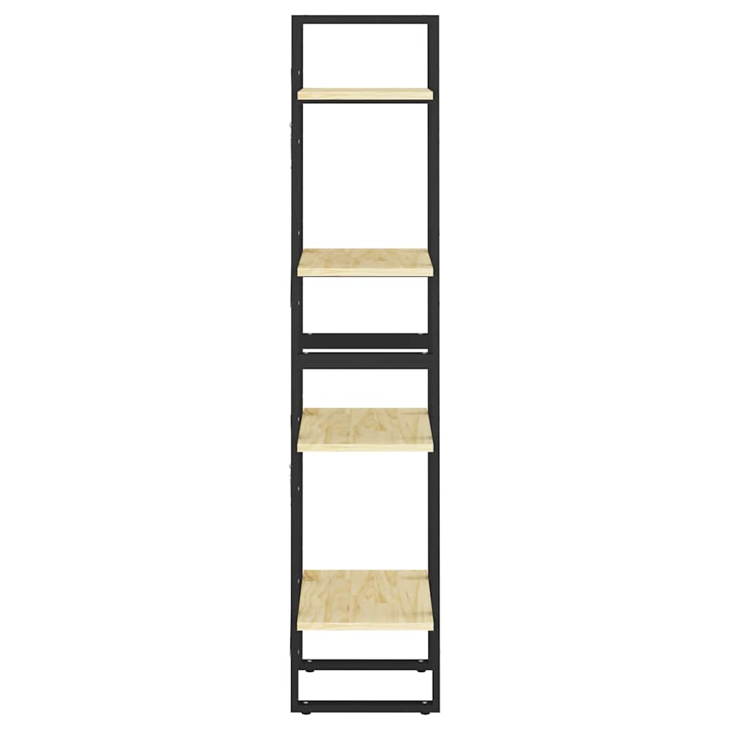 vidaXL Book Cabinet | Natural Wood, Black | Solid Pine Wood, Metal | 4-Tier 6